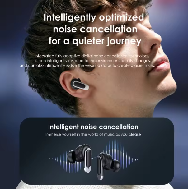 ANC Earphone V8 LCD Full Touch Screen Wireless Earbuds In Ear Waterproof TWS Gaming Wireless Earphone V8 Color Screen headphones