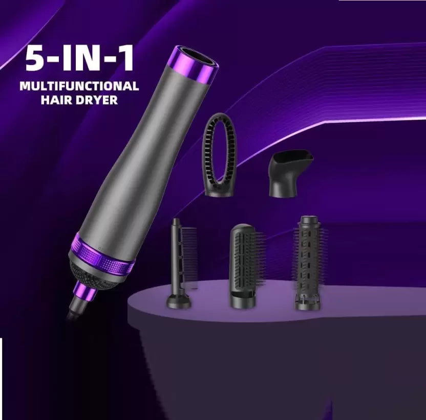 5in1 Hair Dryer | 5 In 1 Hair Styler, Berlow Dryer Brush, Hair Dryer Brush Negative Ionic Electric, Air Wrap Hair Styler, Detachable Brush Heads Comb For Straightening Automatic Curling Styling, Air Wrap Curler – Re-2065